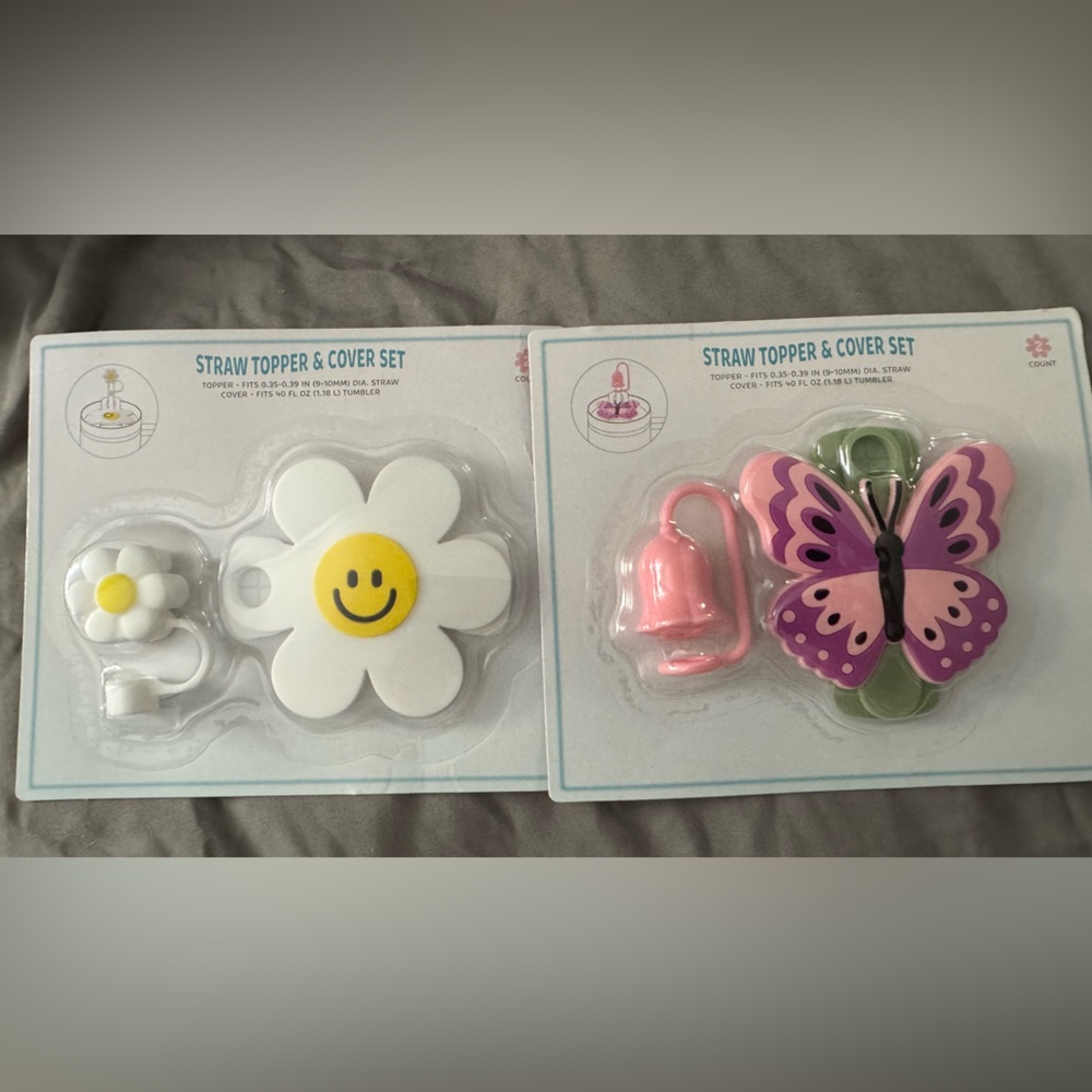 Butterfly and Flower Straw Topper Set